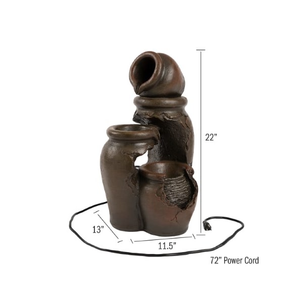 Nature Spring Nature Spring 3 Clay Pot Outdoor Water Fountain - 117300UNM