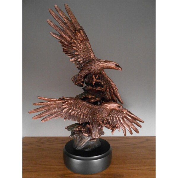 Marian Imports F0 Two Soaring Eagles Bronze Plated Resin Sculpture - 1004