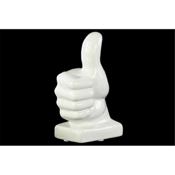 H2H Urban Trends Collection Porcelain Thumbs Up Sculpture On Bass - White - H22674369