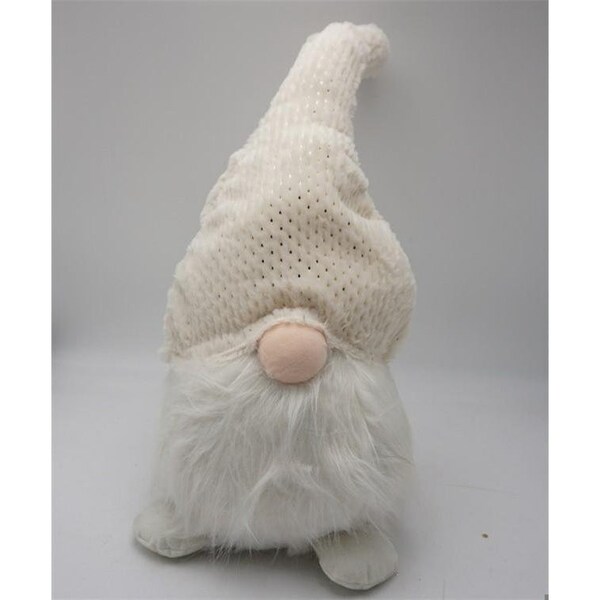 Homeroots 28.25 x 7.87 x 7.87 in. Creamy White Fuzzy Fabric Gnome - 399308