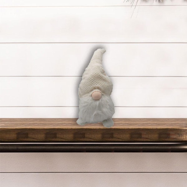 Homeroots 28.25 x 7.87 x 7.87 in. Creamy White Fuzzy Fabric Gnome - 399308