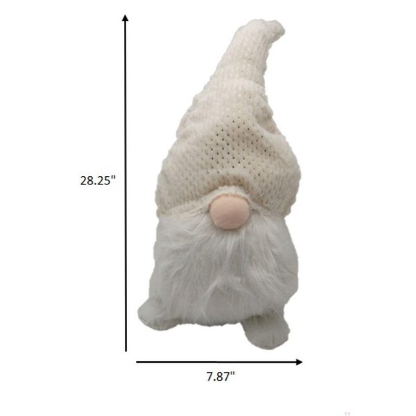 Homeroots 28.25 x 7.87 x 7.87 in. Creamy White Fuzzy Fabric Gnome - 399308