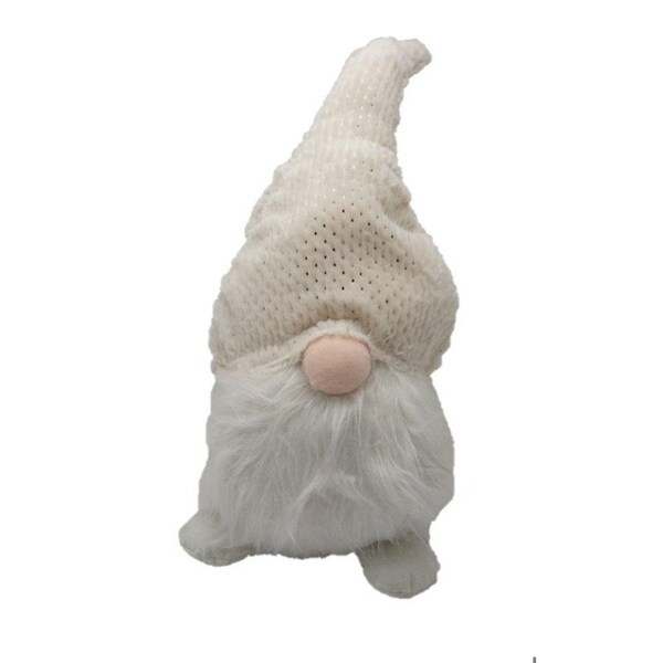 Homeroots 28.25 x 7.87 x 7.87 in. Creamy White Fuzzy Fabric Gnome - 399308