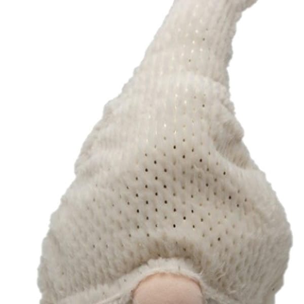 Homeroots 28.25 x 7.87 x 7.87 in. Creamy White Fuzzy Fabric Gnome - 399308