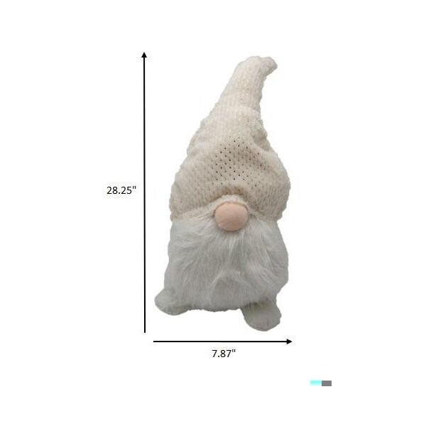 Homeroots 28.25 x 7.87 x 7.87 in. Creamy White Fuzzy Fabric Gnome - 399308