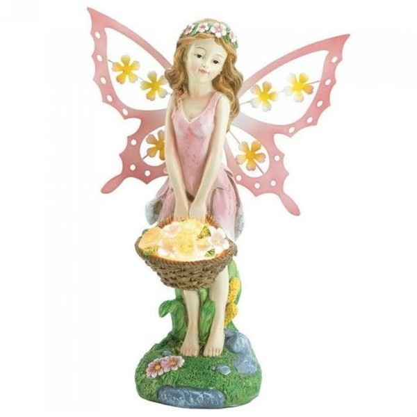 Heat Wave Pink Fairy Solar Garden Statue - HE33853