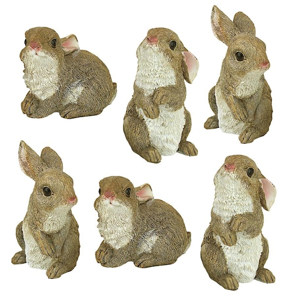 Design Toscano The Bunny Den, Garden Rabbit Statue: Set of Six - QM992008