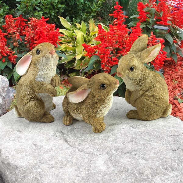 Design Toscano The Bunny Den, Garden Rabbit Statue: Set of Six - QM992008