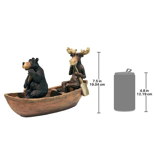Design Toscano Moose and Black Bear in a Boat Statue - HF665392