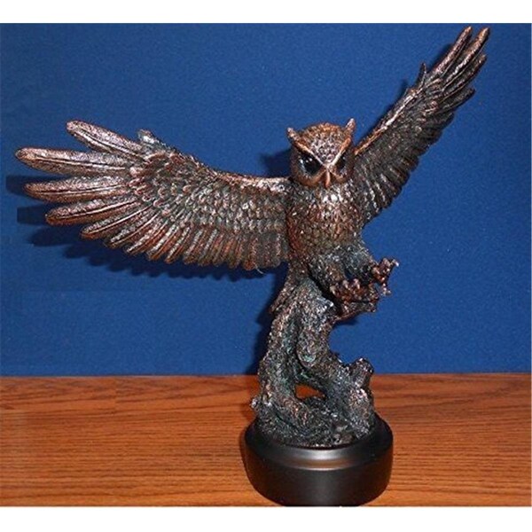 Dwellingdesigns F Owl Bronze Plated Resin Sculpture - DW2619750