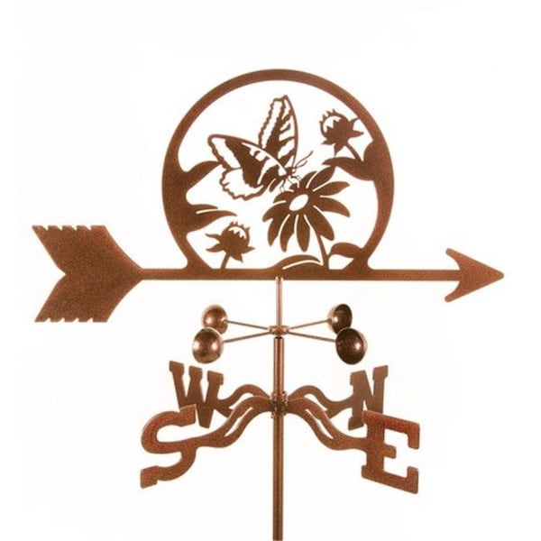 Ez Vane EZ Vane EZ1101-GR Butterfly & Flowers Weathervane with Garden Mount - EZ1101-GR