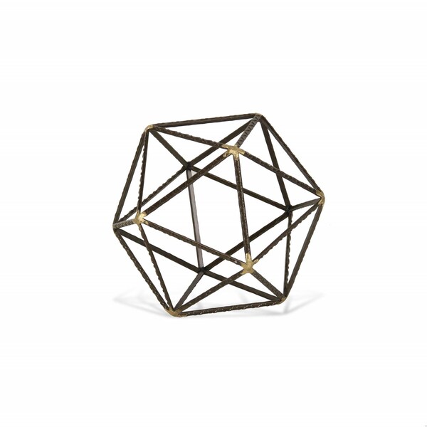 Homeroots 6.25 x 6.25 x 6.25 in. Petite Geometric Decorative Sculpture, Brown - 399630
