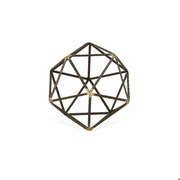 Homeroots 6.25 x 6.25 x 6.25 in. Petite Geometric Decorative Sculpture, Brown - 399630