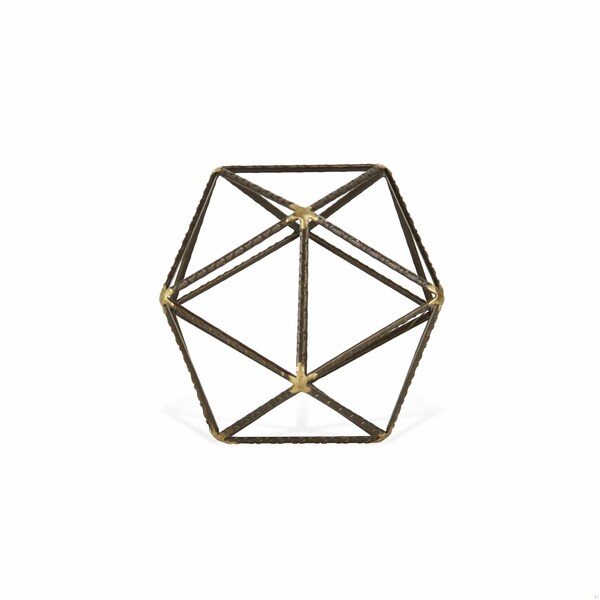 Homeroots 6.25 x 6.25 x 6.25 in. Petite Geometric Decorative Sculpture, Brown - 399630