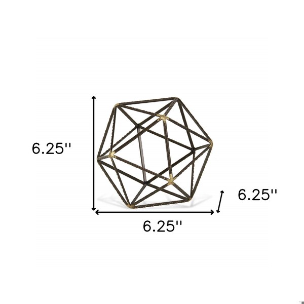 Homeroots 6.25 x 6.25 x 6.25 in. Petite Geometric Decorative Sculpture, Brown - 399630