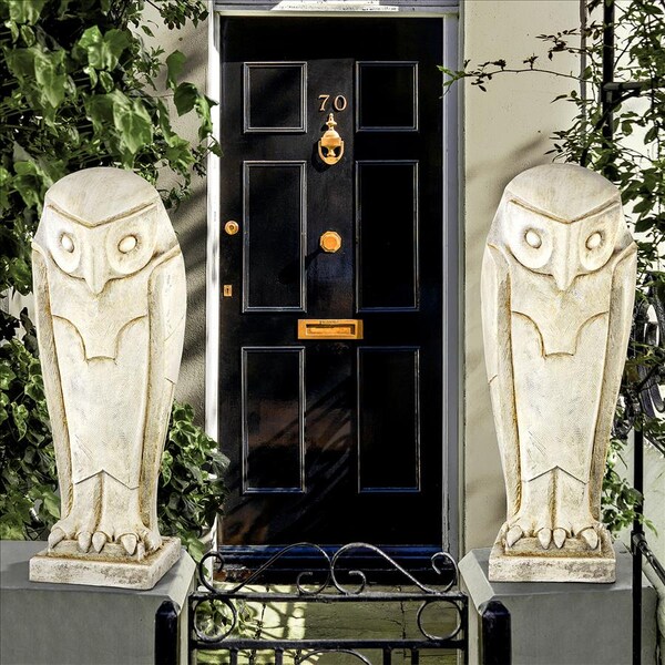 Design Toscano Polar Owl Sentinel Art Deco Cubist Bird Statue, PK 2 - DS919080