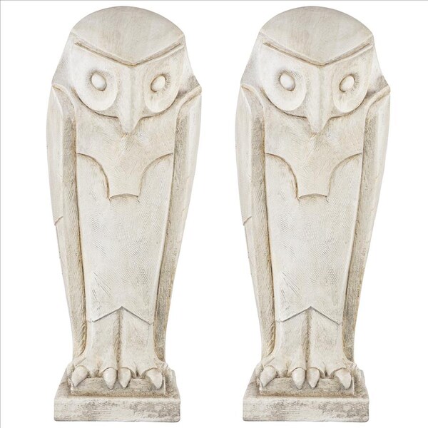 Design Toscano Polar Owl Sentinel Art Deco Cubist Bird Statue, PK 2 - DS919080