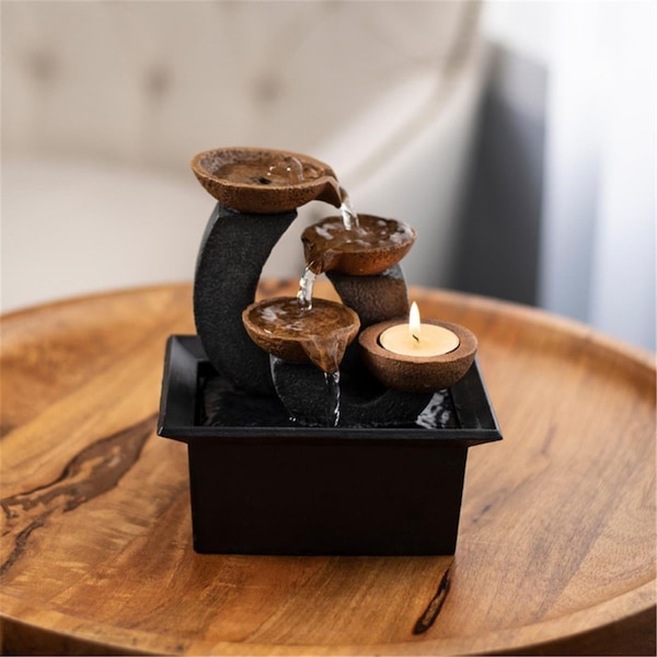 Standalone 7 in. 3 Tier Tabletop Water Fountain; Multicolor - ST3240339