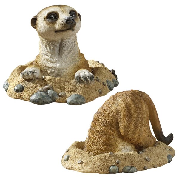 Design Toscano Kalahari Meerkat Statue Set: Into Hole & Out of Hole - QL957082