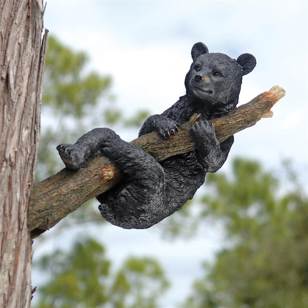 Design Toscano Up a Tree Hanging Black Bear Cub Sculpture: Hanging Bear Cub - KY69868