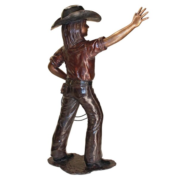 Design Toscano Rodeo Dreams: Cowgirl Cast Bronze Garden Statue - PB1052