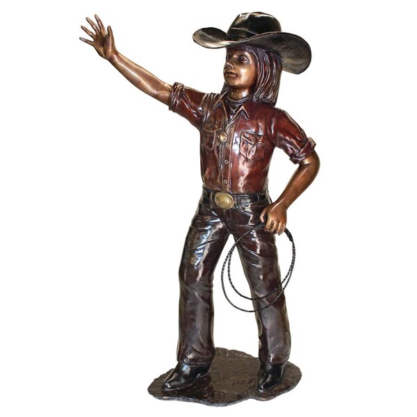 Design Toscano Rodeo Dreams: Cowgirl Cast Bronze Garden Statue - PB1052
