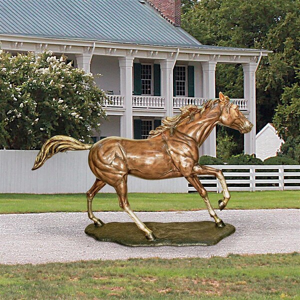 Design Toscano Galloping Steed, Horse Cast Bronze Garden Statue - KW76423