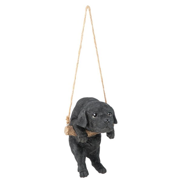 Design Toscano Black Lab Puppy on a Perch Hanging Dog Sculpture - JQ108062