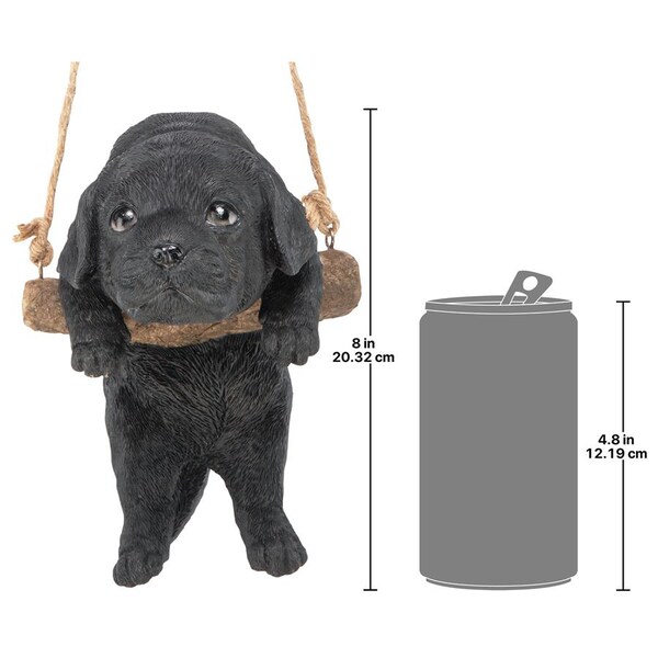 Design Toscano Black Lab Puppy on a Perch Hanging Dog Sculpture - JQ108062