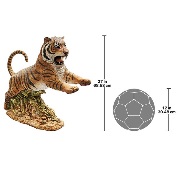 Design Toscano Jungle Cat Leaping Bengal Tiger Statue - DB383098