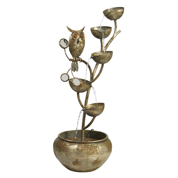 Design Toscano Whooo's Watching Owl Cascading Metal Sculptural Fountain - FU76168