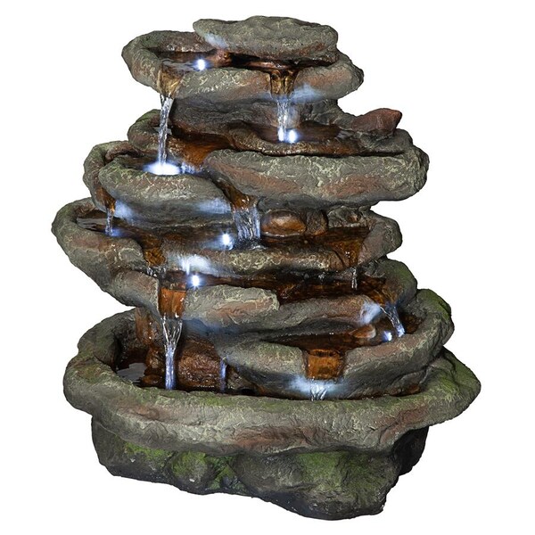 Design Toscano Ribbon Ridge Cascading Waterfall Illuminated Garden Fountain - QN164061