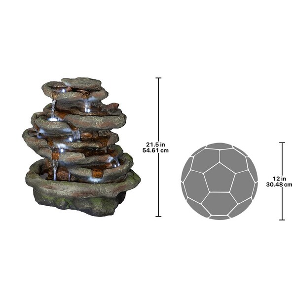 Design Toscano Ribbon Ridge Cascading Waterfall Illuminated Garden Fountain - QN164061