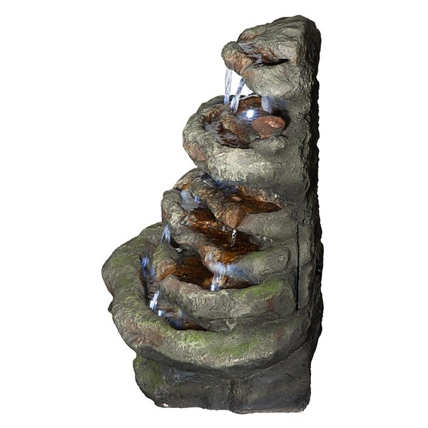 Design Toscano Ribbon Ridge Cascading Waterfall Illuminated Garden Fountain - QN164061