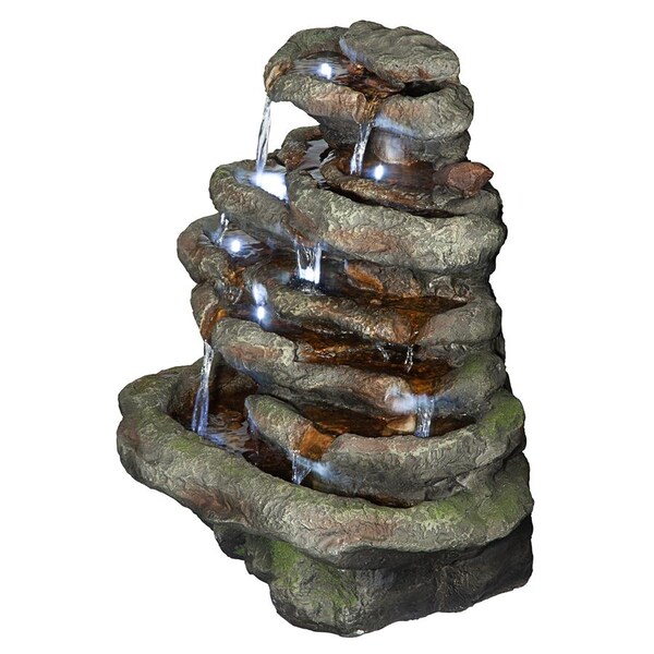 Design Toscano Ribbon Ridge Cascading Waterfall Illuminated Garden Fountain - QN164061