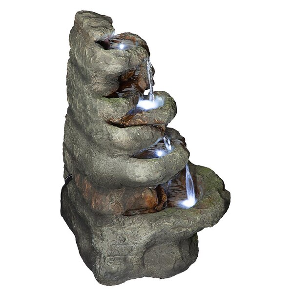 Design Toscano Ribbon Ridge Cascading Waterfall Illuminated Garden Fountain - QN164061