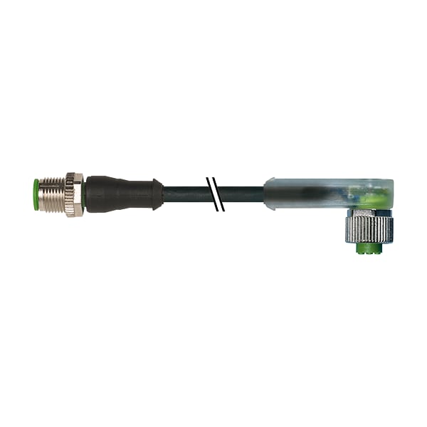 M12 MACHO 0° / M12 HEMBRA 90° LED, PVC 3X0.34 negro 7.5m - 7000-40321-6130750
