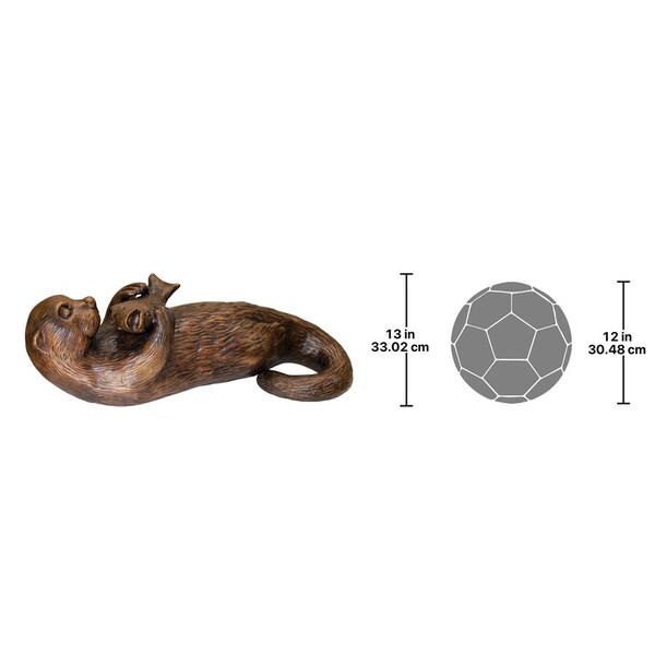 Design Toscano Lazy Otter with Fish Cast Bronze Garden Statue - PN7384