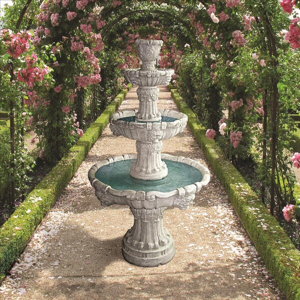 Design Toscano Medici Lion Four-Tier Fountain: Antique Stone - KY2072