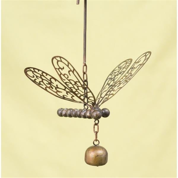 Ancient Graffiti Hanging Dragonfly with Bell Flamed Finish Wind Chimes - ANCIENTAG86092
