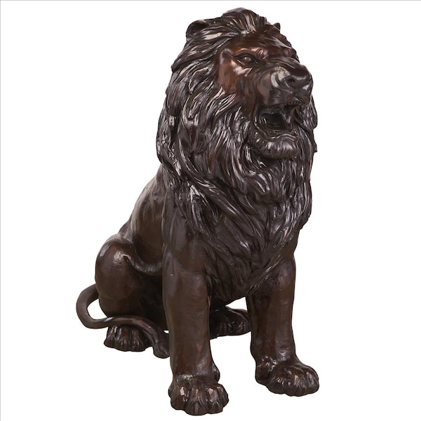 Design Toscano Sentinel Lion Cast Bronze Garden Statue: Left - DK25051