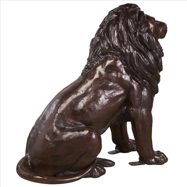 Design Toscano Sentinel Lion Cast Bronze Garden Statue: Left - DK25051