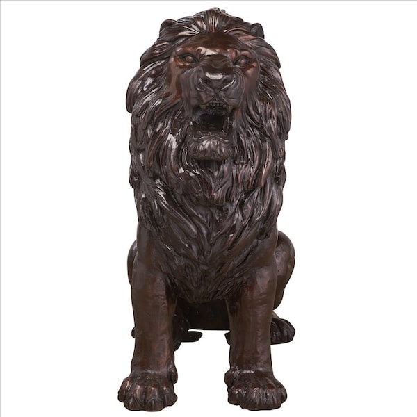 Design Toscano Sentinel Lion Cast Bronze Garden Statue: Left - DK25051