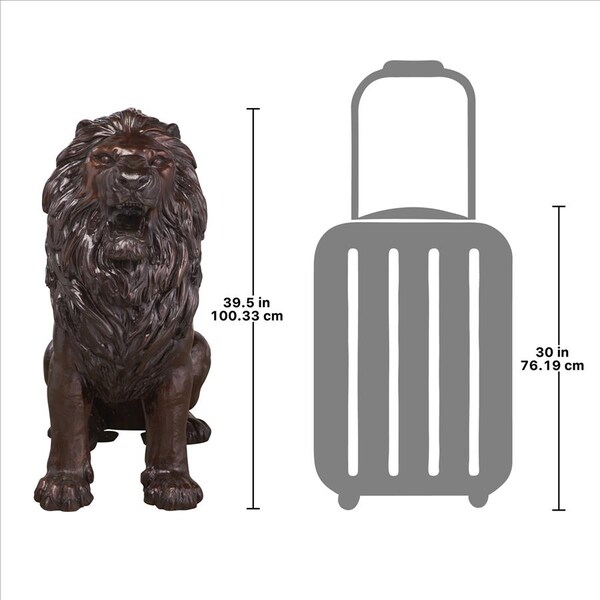 Design Toscano Sentinel Lion Cast Bronze Garden Statue: Left - DK25051