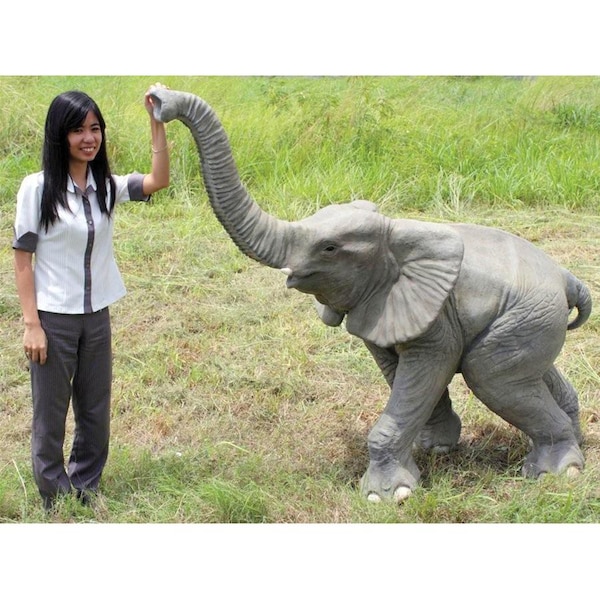 Design Toscano Good Luck, Trunk-Up Baby Elephant Statue - NE90026