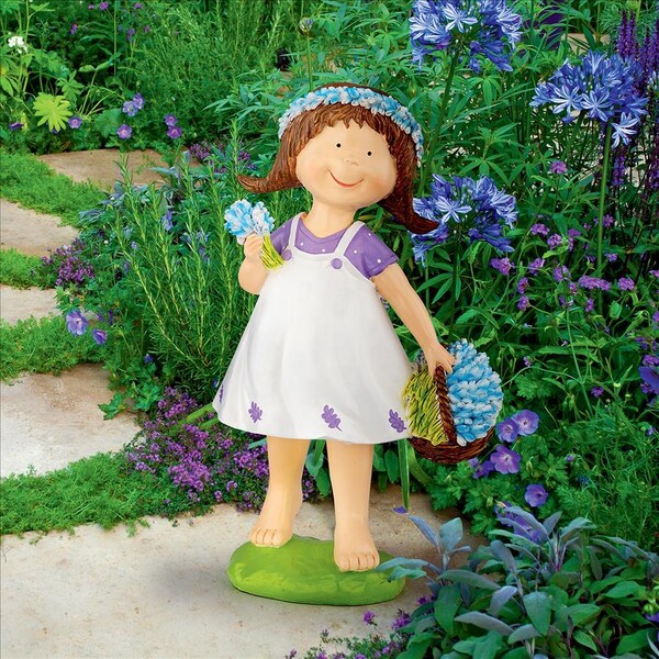 Design Toscano Bluebonnet Twins Springtime Child Garden Statue: Juliette Girl - QL215174