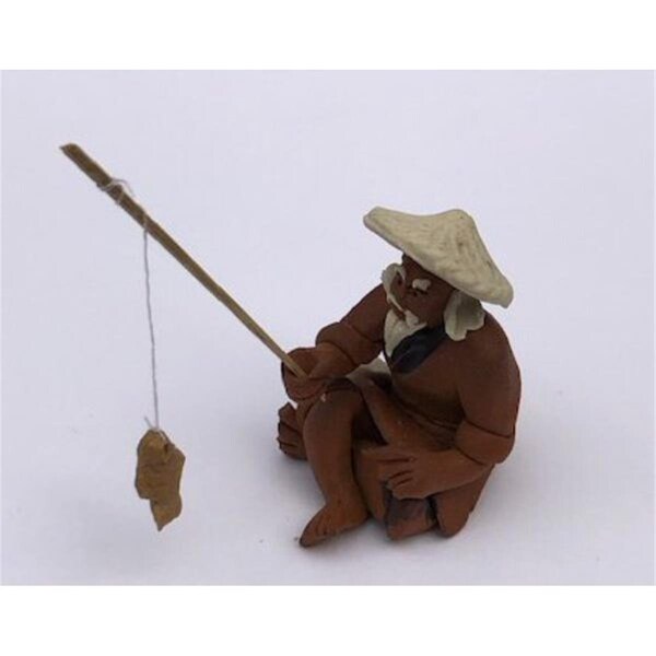 Parche 1.25 in. Miniature Ceramic Figurine - Unglazed Fisherman - PA2807782