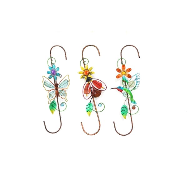 Meadowcreek Meadow Creek Assorted Glass/Iron 15.35 in. H Decorative Garden Hooks Outdoor Decoration - ZAC2WC1892