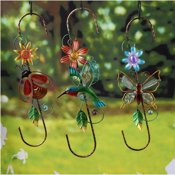 Meadowcreek Meadow Creek Assorted Glass/Iron 15.35 in. H Decorative Garden Hooks Outdoor Decoration - ZAC2WC1892