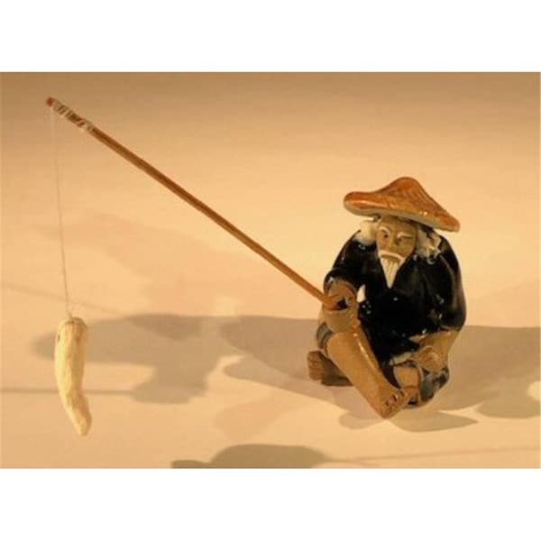 Parche 1.75 in. Miniature Ceramic Figurine - Glazed Fisherman - PA2810878
